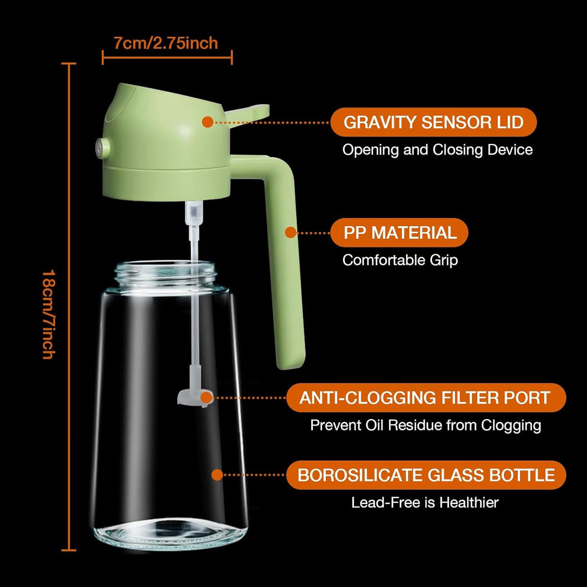 Glass Oil Sprayer and Dispenser Bottle