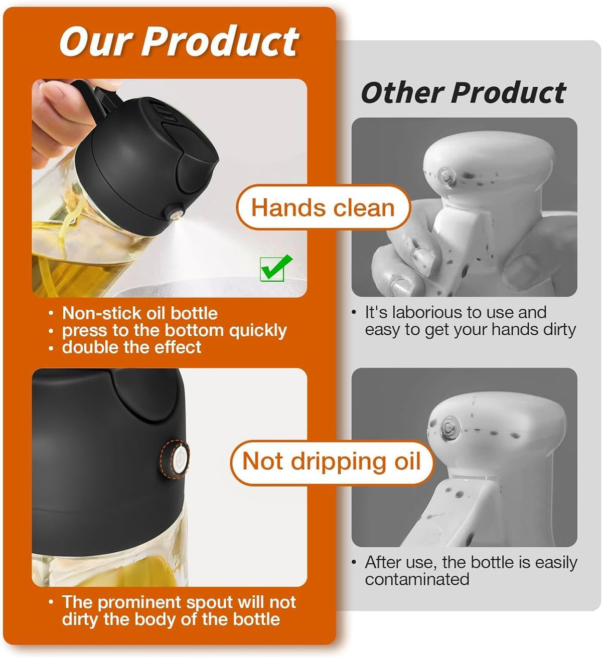 Glass Oil Sprayer and Dispenser Bottle